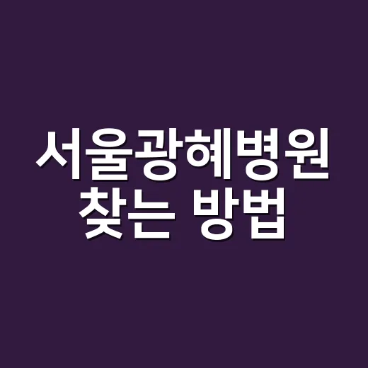 서울광혜병원 찾는 방법, 이름이 헷갈릴 때 확인할 것들 - 요약