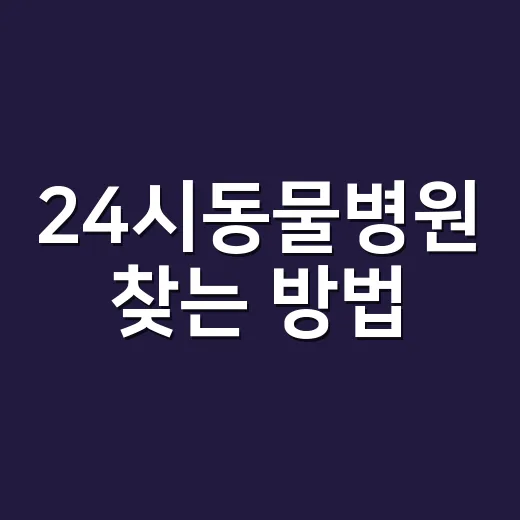 24시동물병원 찾는 방법, 밤에 당황하지 않으려면 이렇게 준비하세요 - 요약
