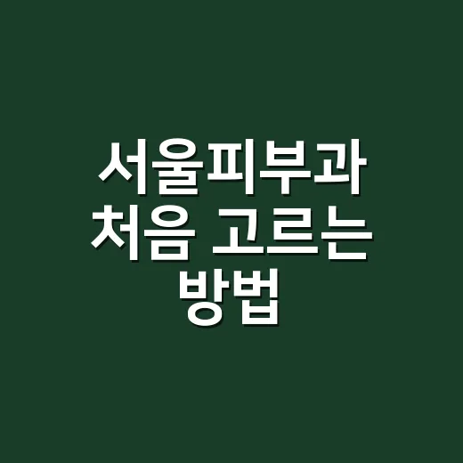 서울피부과 처음 고르는 방법: 전문의 확인부터 비용 질문까지 - 요약