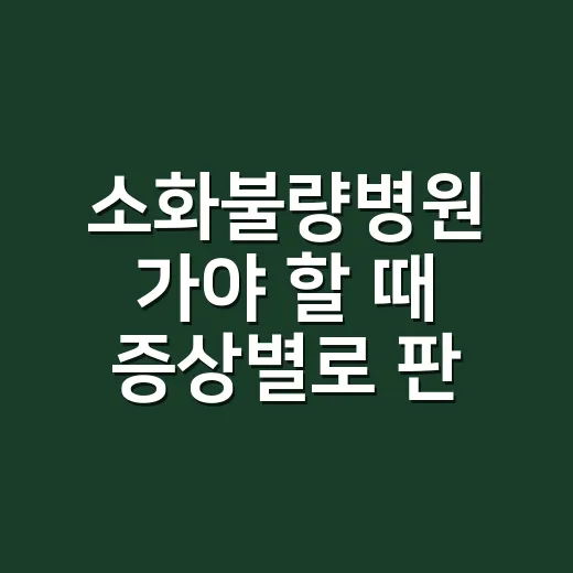 소화불량병원 가야 할 때 증상별로 판단하는 방법 - 요약