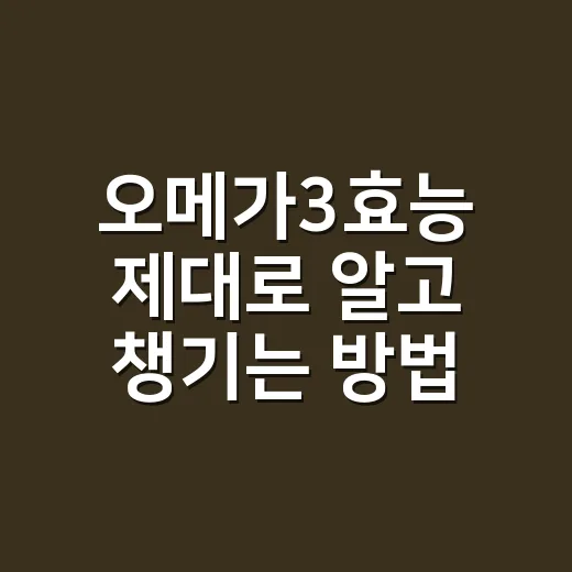 오메가3효능 제대로 알고 챙기는 방법 - 요약
