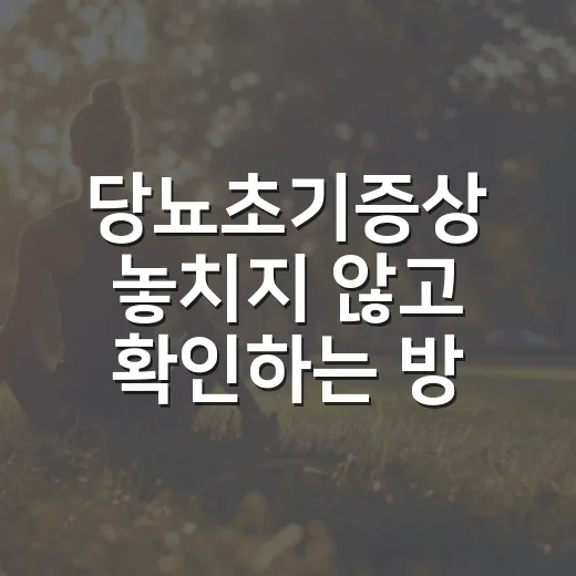 당뇨초기증상 놓치지 않고 확인하는 방법 - 요약