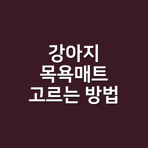 강아지 목욕매트 고르는 방법, 미끄럼부터 건조까지 이렇게 보세요 - 요약