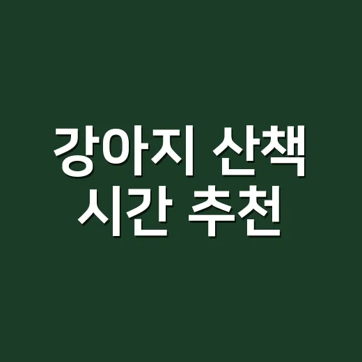 강아지 산책 시간 추천, 나이와 성격에 맞게 잡는 방법 - 요약