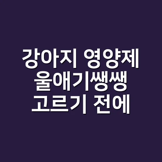 강아지 영양제 울애기쌩쌩 고르기 전에 보호자가 먼저 확인하는 방법 - 요약
