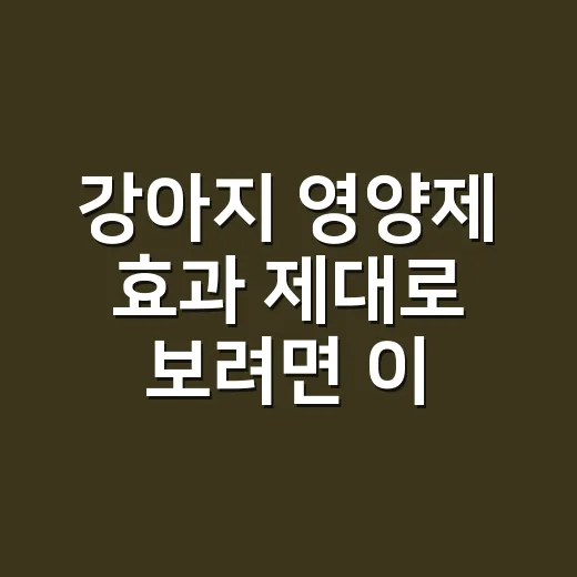 강아지 영양제 효과 제대로 보려면 이렇게 고르세요 - 요약