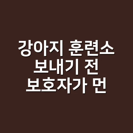 강아지 훈련소 보내기 전 보호자가 먼저 확인하는 방법 - 요약