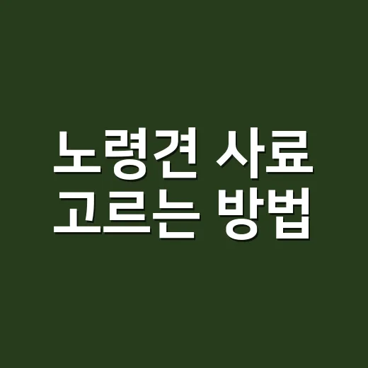 노령견 사료 고르는…