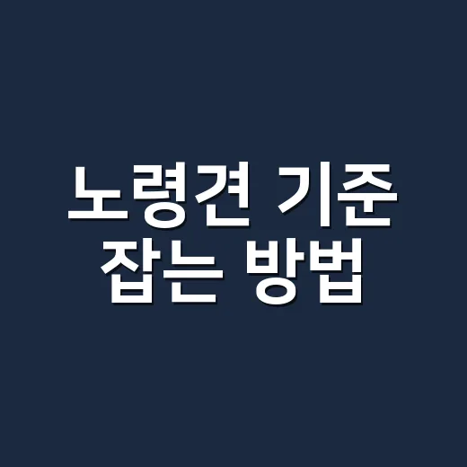 노령견 기준 잡는 …