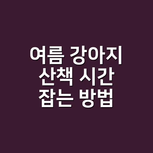 여름 강아지 산책 시간 잡는 방법, 더위 먹기 전에 바꿔야 합니다 - 요약