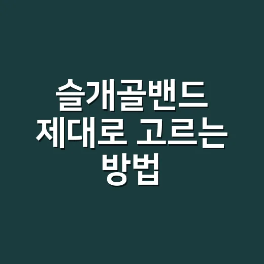 슬개골밴드 제대로 고르는 방법, 착용보다 먼저 봐야 할 것들 - 요약