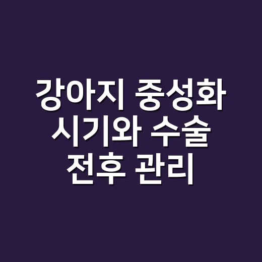강아지 중성화 시기와 수술 전후 관리하는 방법 - 요약