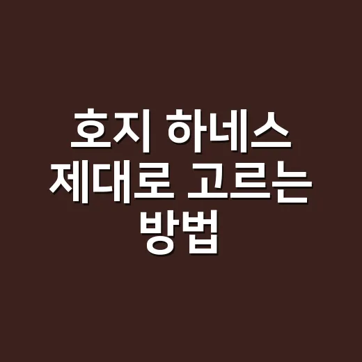호지 하네스 제대로 고르는 방법, 산책이 편해지려면 이렇게 맞추세요 - 요약