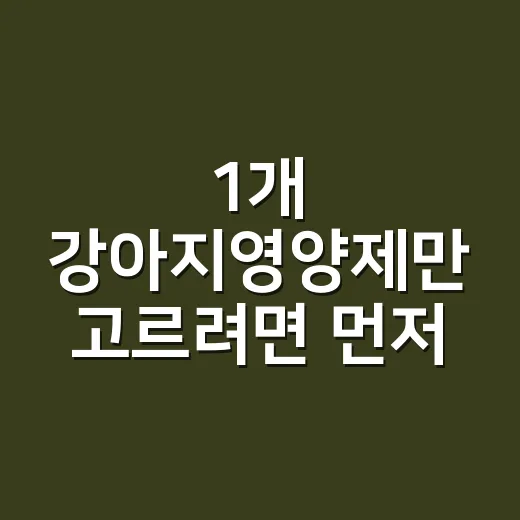 1개 강아지영양제만 고르려면 먼저 확인할 것 - 요약