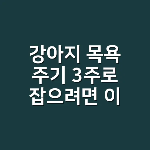 강아지 목욕 주기 3주로 잡으려면 이렇게 - 요약