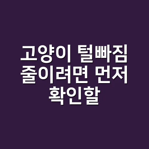 고양이 털빠짐 줄이려면 먼저 확인할 것들 - 요약