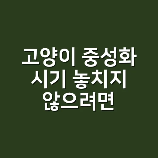 고양이 중성화 시기 놓치지 않으려면 이렇게 - 요약