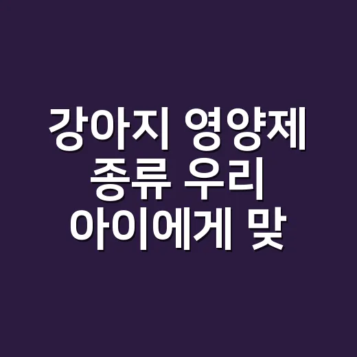 강아지 영양제 종류 우리 아이에게 맞게 고르는 방법 - 요약