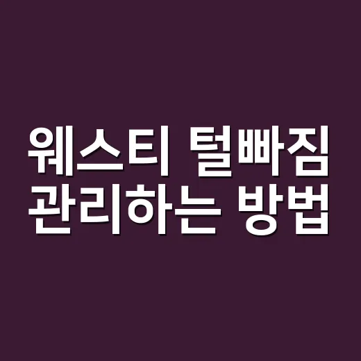 웨스티 털빠짐 관리하는 방법 - 요약