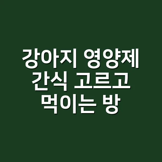 강아지 영양제 간식 고르고 먹이는 방법 - 요약