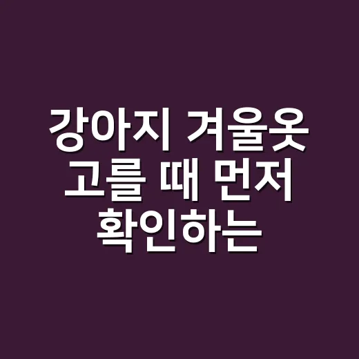 강아지 겨울옷 고를 때 먼저 확인하는 방법 - 요약