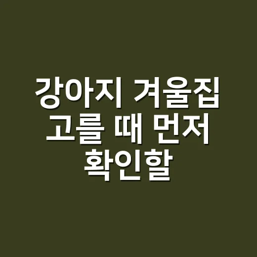 강아지 겨울집 고를 때 먼저 확인할 것들 - 요약