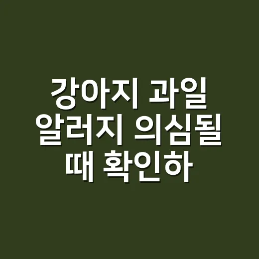 강아지 과일 알러지 의심될 때 확인하는 방법 - 요약