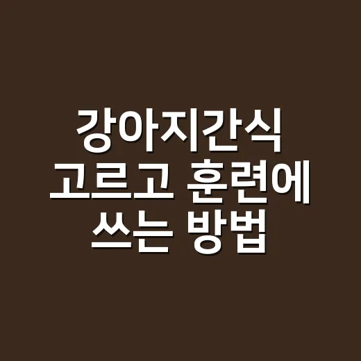 강아지간식 고르고 훈련에 쓰는 방법 - 요약