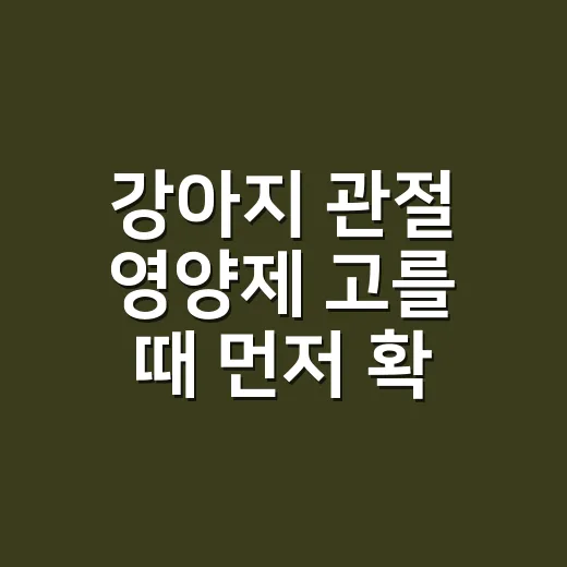 강아지 관절 영양제 고를 때 먼저 확인할 것들 - 요약
