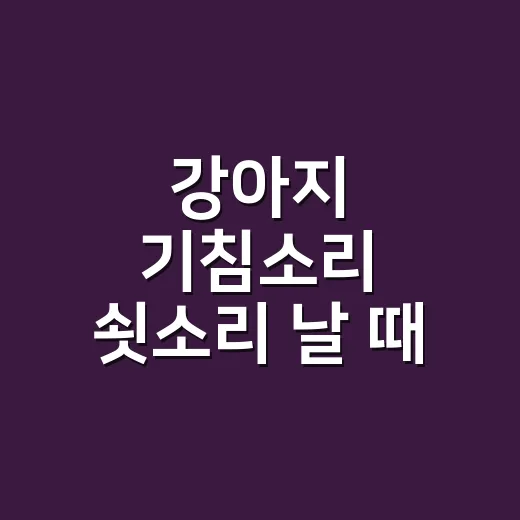 강아지 기침소리 쇳소리 날 때 살피는 방법 - 요약