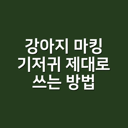 강아지 마킹 기저귀 제대로 쓰는 방법 - 요약