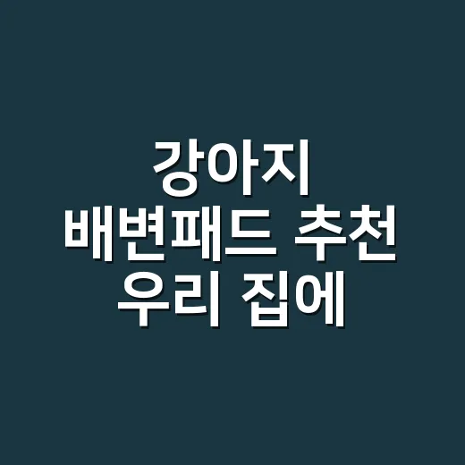 강아지 배변패드 추천 우리 집에 맞게 고르는 방법 - 요약