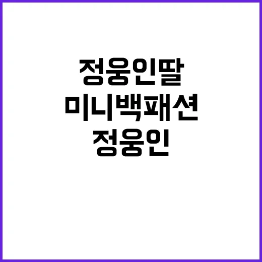 정웅인 딸 미니백 패션 보고 손끝까지 다시 보게 된 이야기 - 요약