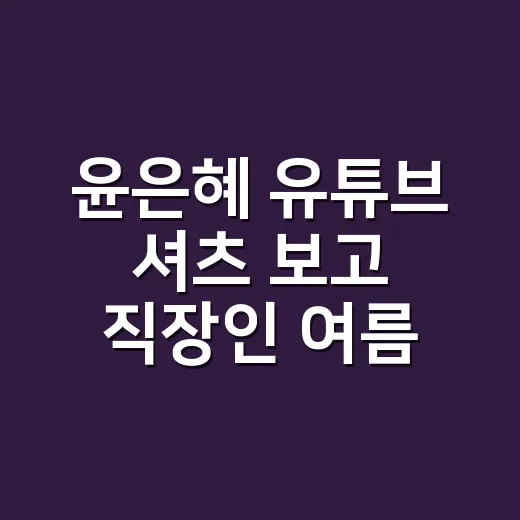윤은혜 유튜브 셔츠 보고 직장인 여름 코디를 손끝까지 맞춰봤더니 - 요약