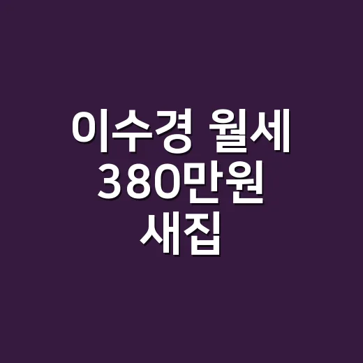 이수경 월세 380만원 새집, 손끝 취향 보듯 들여다봤더니 - 요약