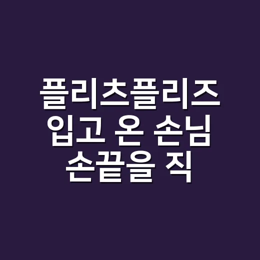 플리츠플리즈 입고 온 손님 손끝을 직접 맞춰봤더니 생긴 일 - 요약