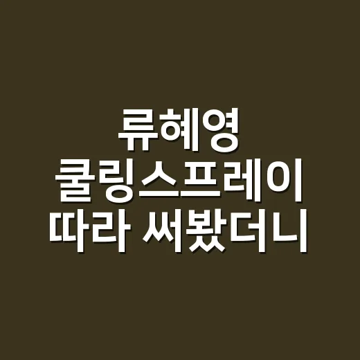 류혜영 쿨링스프레이 따라 써봤더니 손끝 컨디션까지 보이더라 - 요약