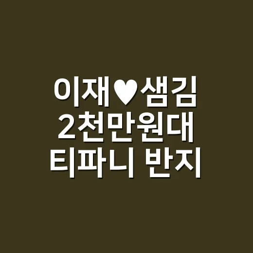 이재♥샘김 2천만원대 티파니 반지 보고, 손끝까지 직접 맞춰본 이야기 - 요약