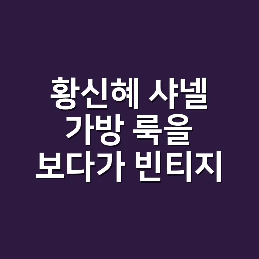 황신혜 샤넬 가방 룩을 보다가 빈티지 패션 감각을 다시 보게 된 이야기 - 요약