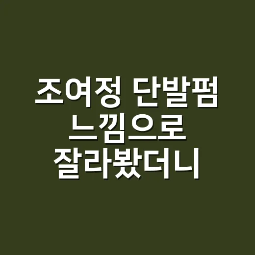 조여정 단발펌 느낌으로 잘라봤더니, 손질보다 분위기가 먼저 달라졌어요 - 요약