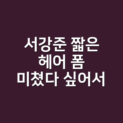 서강준 짧은 헤어 폼 미쳤다 싶어서 손끝까지 맞춰본 현장 후기 - 요약
