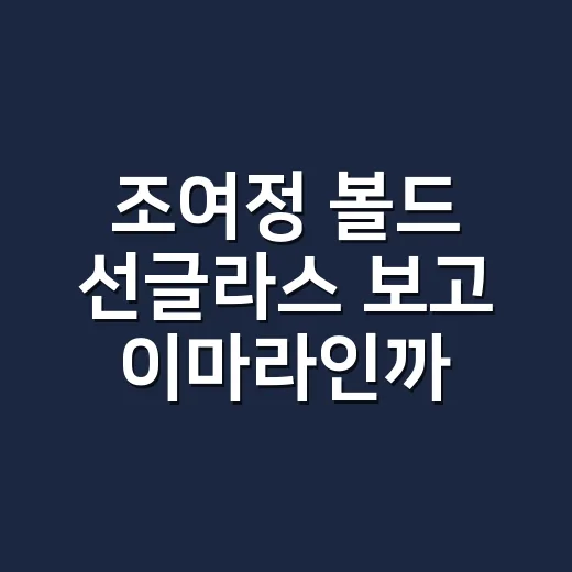 조여정 볼드 선글라스 보고 이마라인까지 다시 보게 된 이야기 - 요약