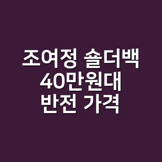 조여정 숄더백 40만원대 반전 가격, 샵에서 손님들이 먼저 알아본 이유 - 요약