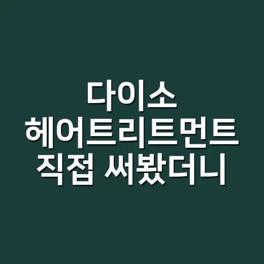 다이소 헤어트리트먼트 직접 써봤더니, 싼맛보다 사용법이 더 중요했던 이야기 - 요약