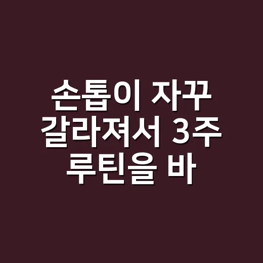 손톱이 자꾸 갈라져서 3주 루틴을 바꿔봤더니 - 요약