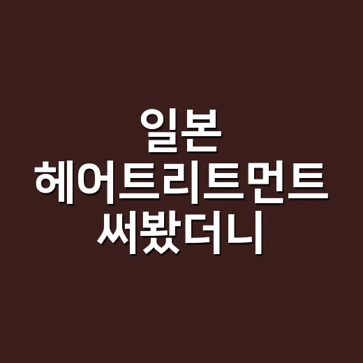 일본 헤어트리트먼트 써봤더니 손끝에서 먼저 느껴진 진짜 차이 - 요약