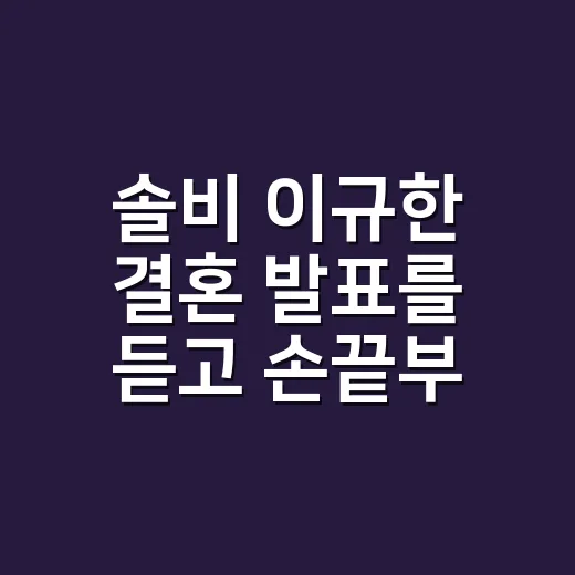 솔비 이규한 결혼 발표를 듣고 손끝부터 떠올랐다 - 요약