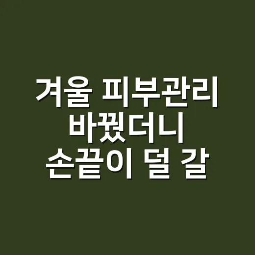 겨울 피부관리 바꿨더니 손끝이 덜 갈라졌어요 - 요약