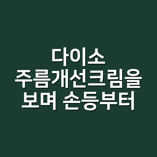 다이소 주름개선크림을 보며 손등부터 떠올린 이유 - 요약