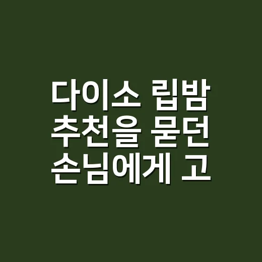 다이소 립밤 추천을 묻던 손님에게 고른 기준 - 요약